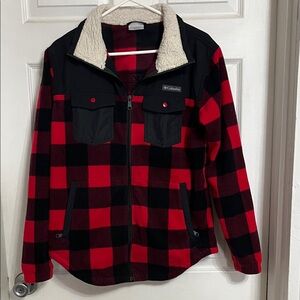 Columbia Red and Black Checkered Fleece Jacket